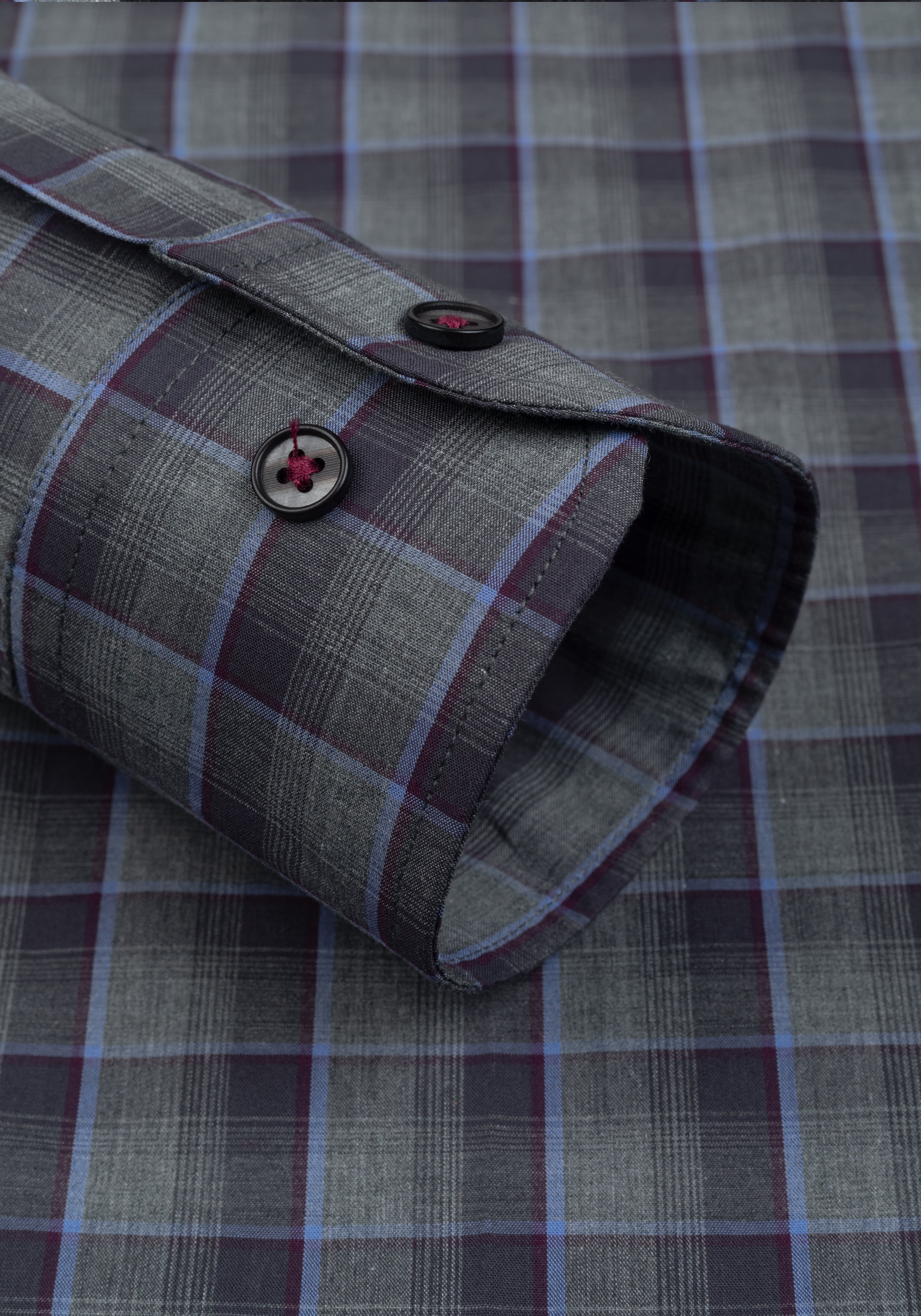 Shadow Grey Navy Checked Twill Shirt