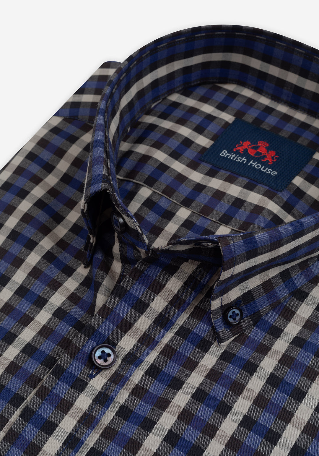 Off-White Blue Checked Twill Shirt