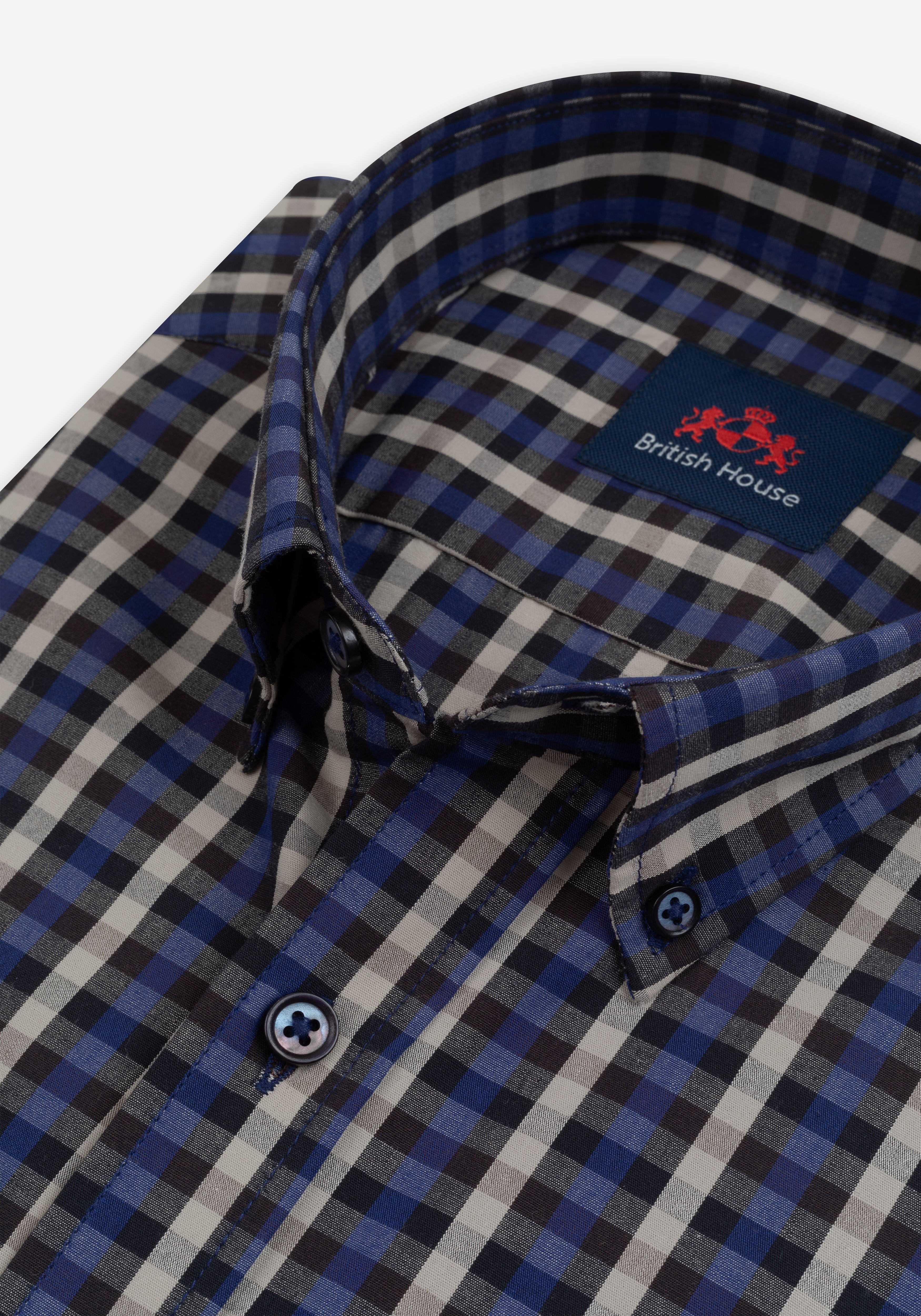 Off-White Blue Checked Twill Shirt