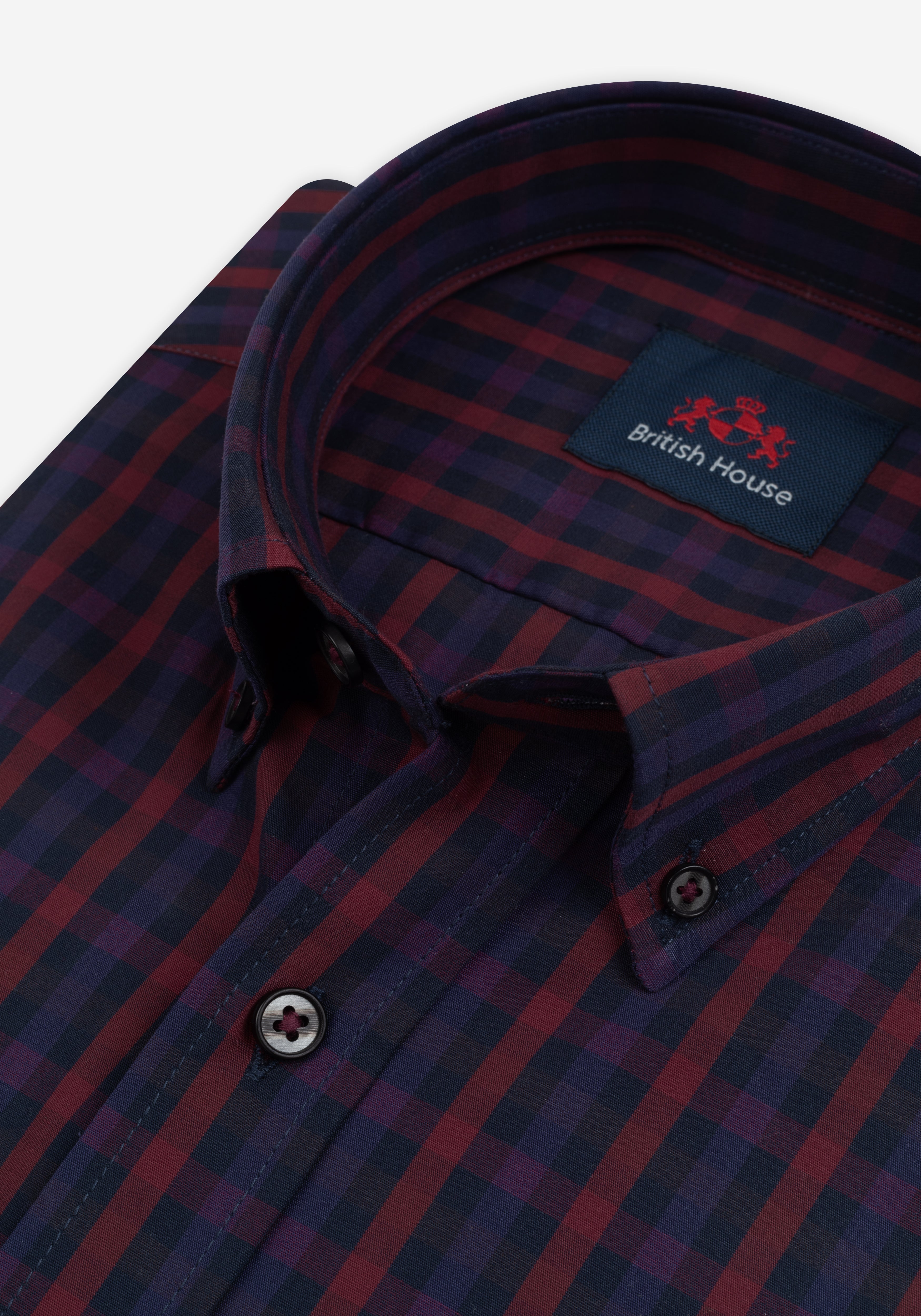 Ruby Red Blue Checked Twill Shirt