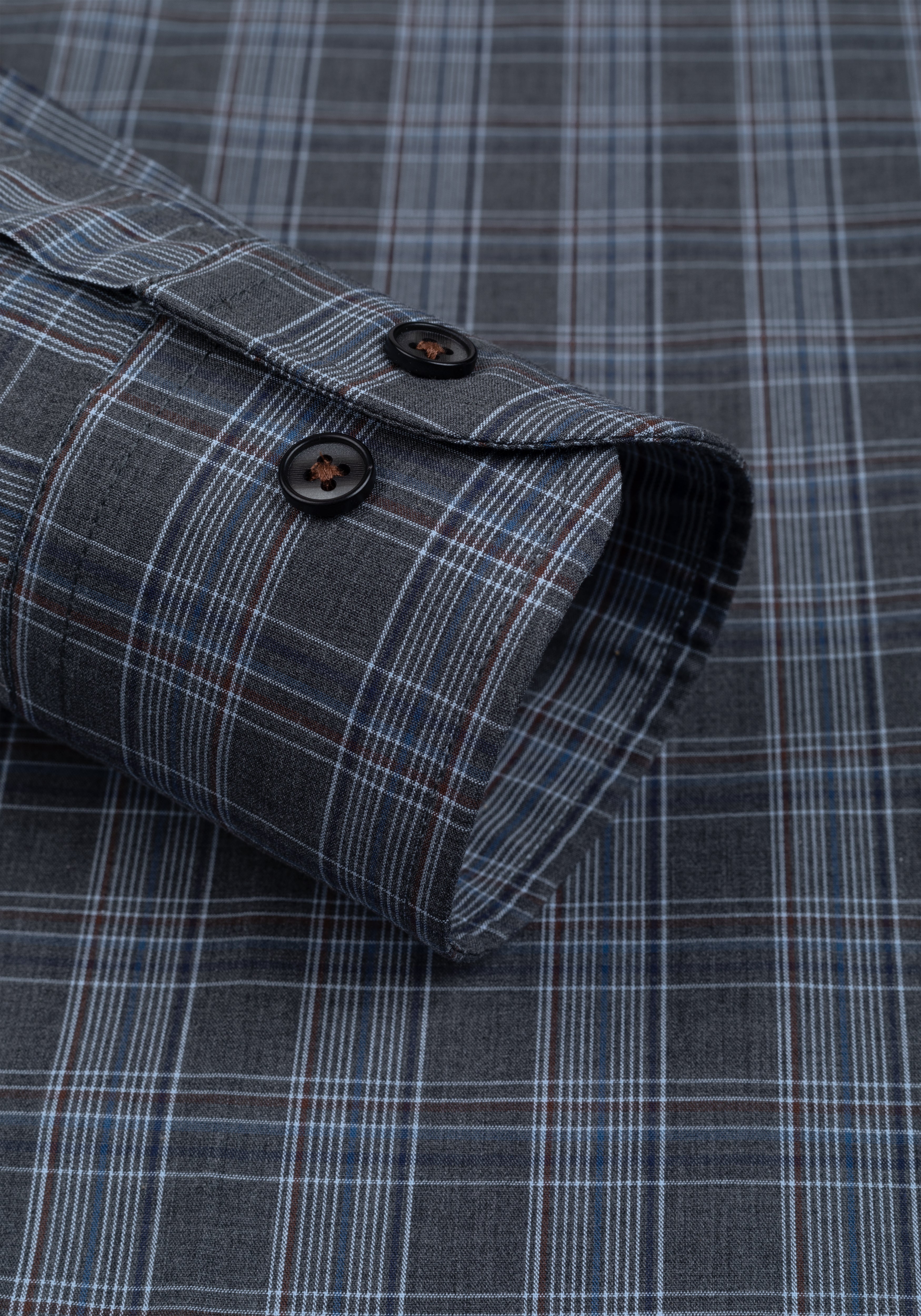 Charcoal Grey Checked Twill Shirt