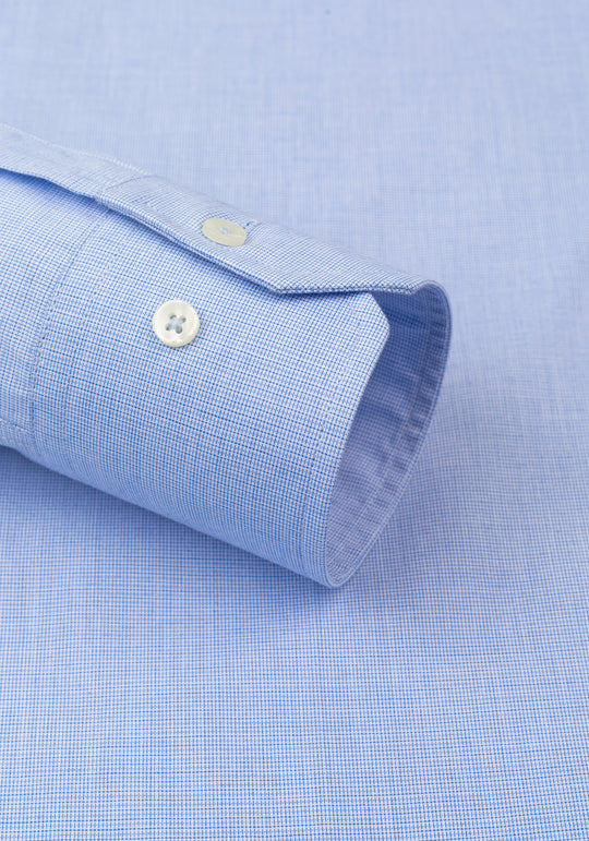 Soft Blue Checked Poplin Shirt