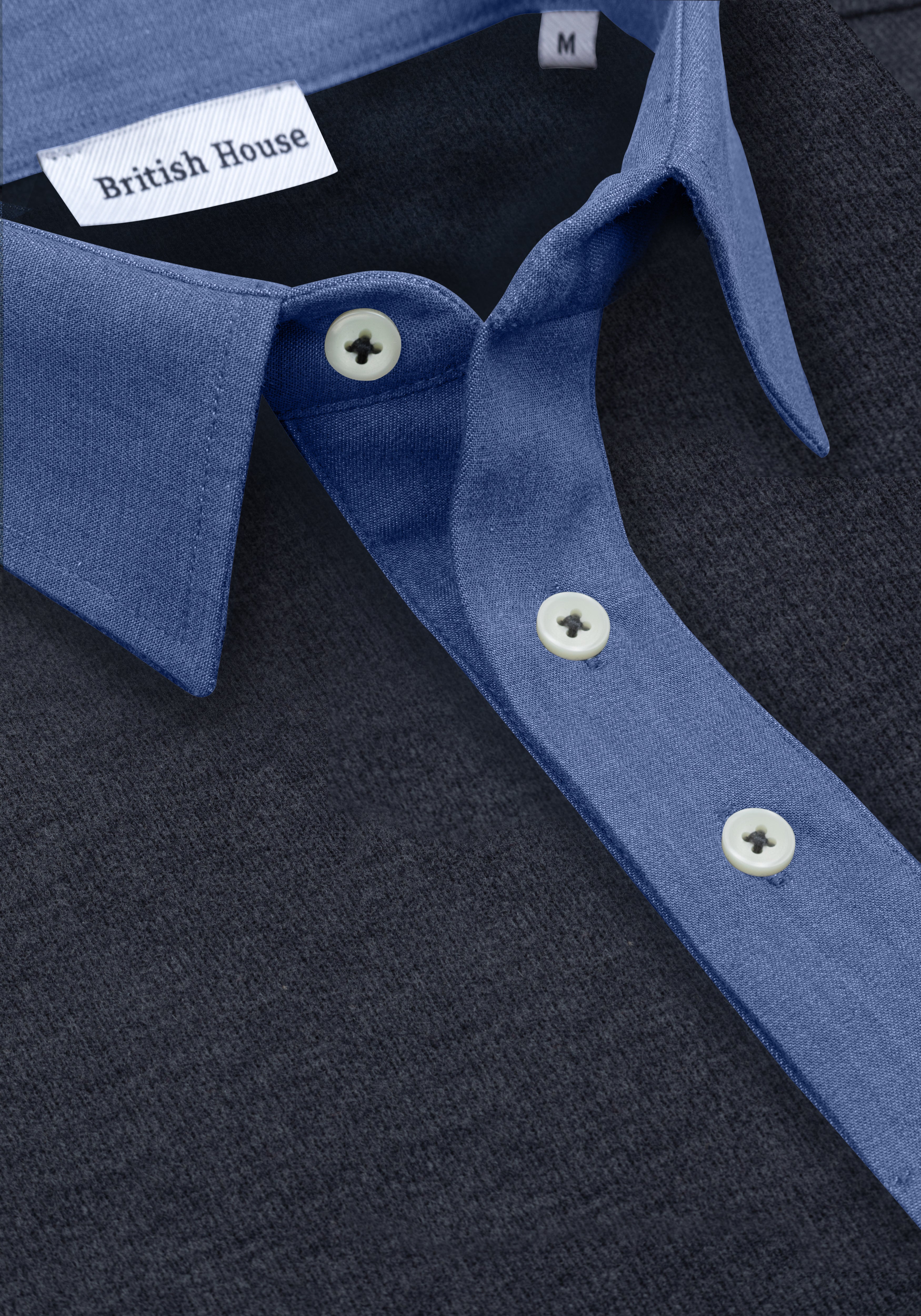 Dim Grey Cotton Polo Shirt - Long Sleeve