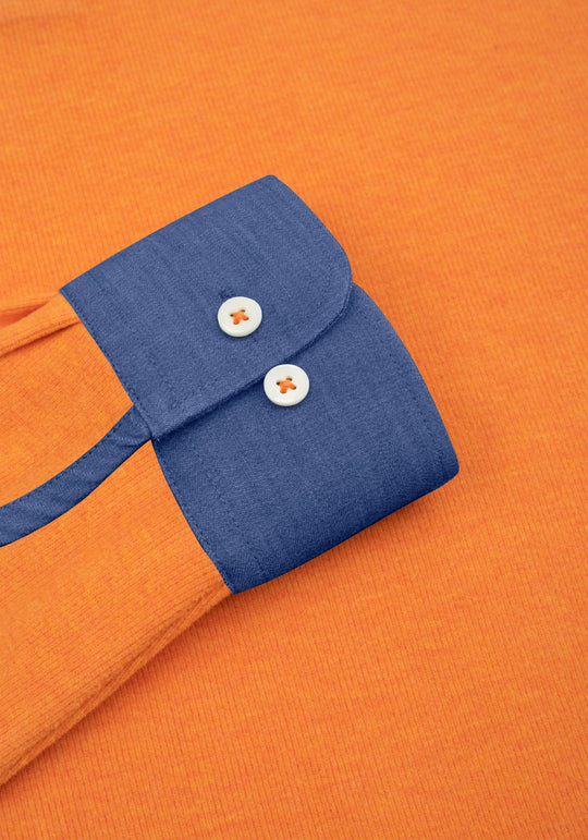 Maple Orange Cotton Polo Shirt - Long Sleeve