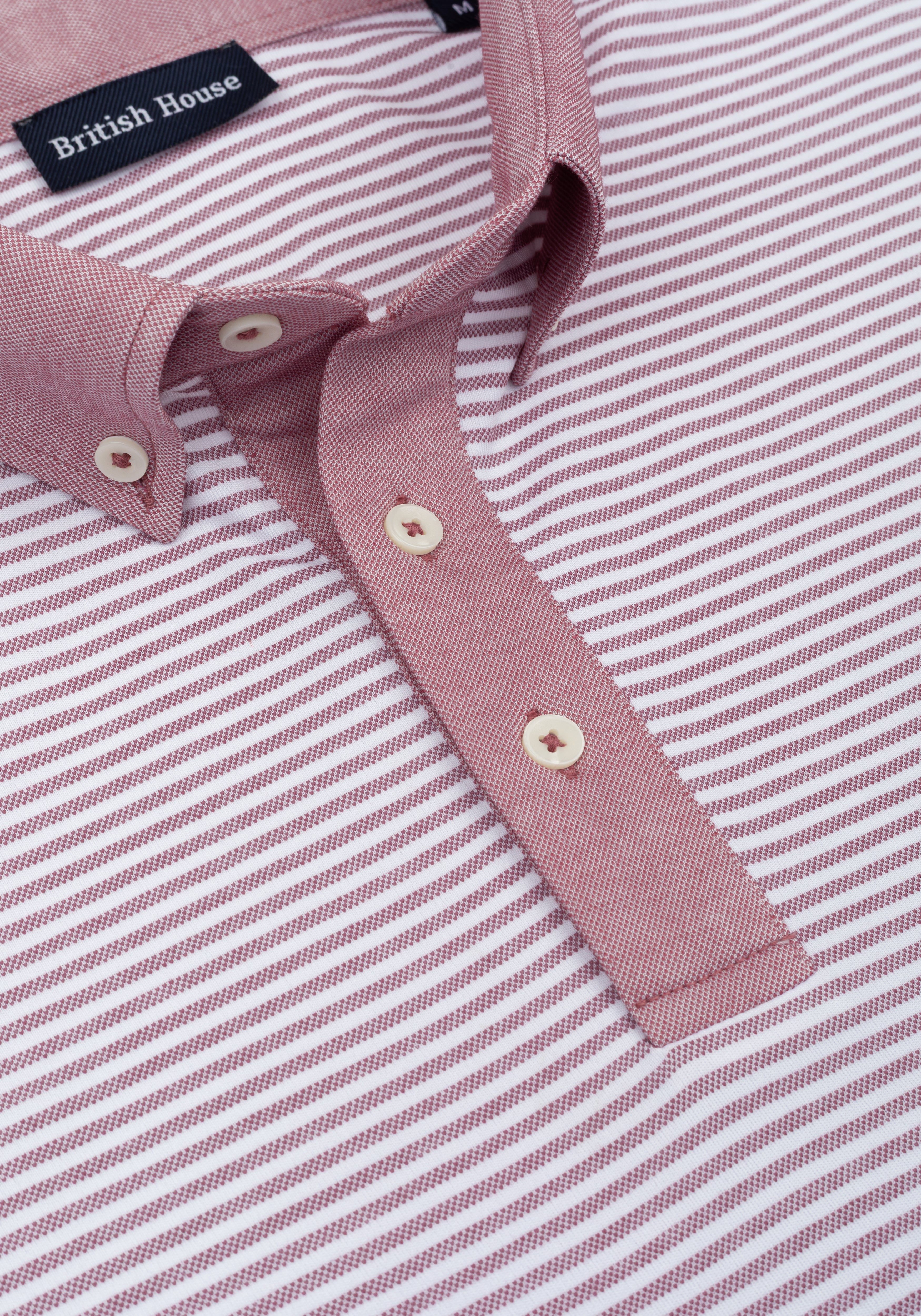 Burnt Rose Stripe Cotton Polo Shirt