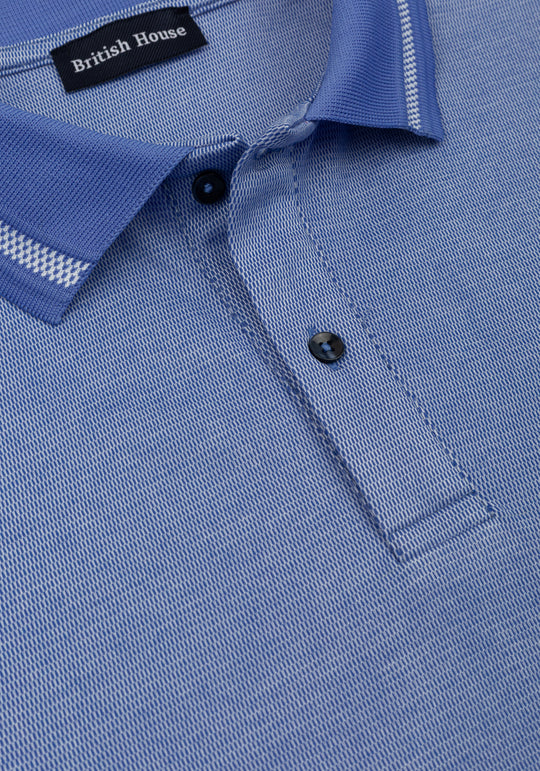 Coastal Blue Cotton Polo Shirt
