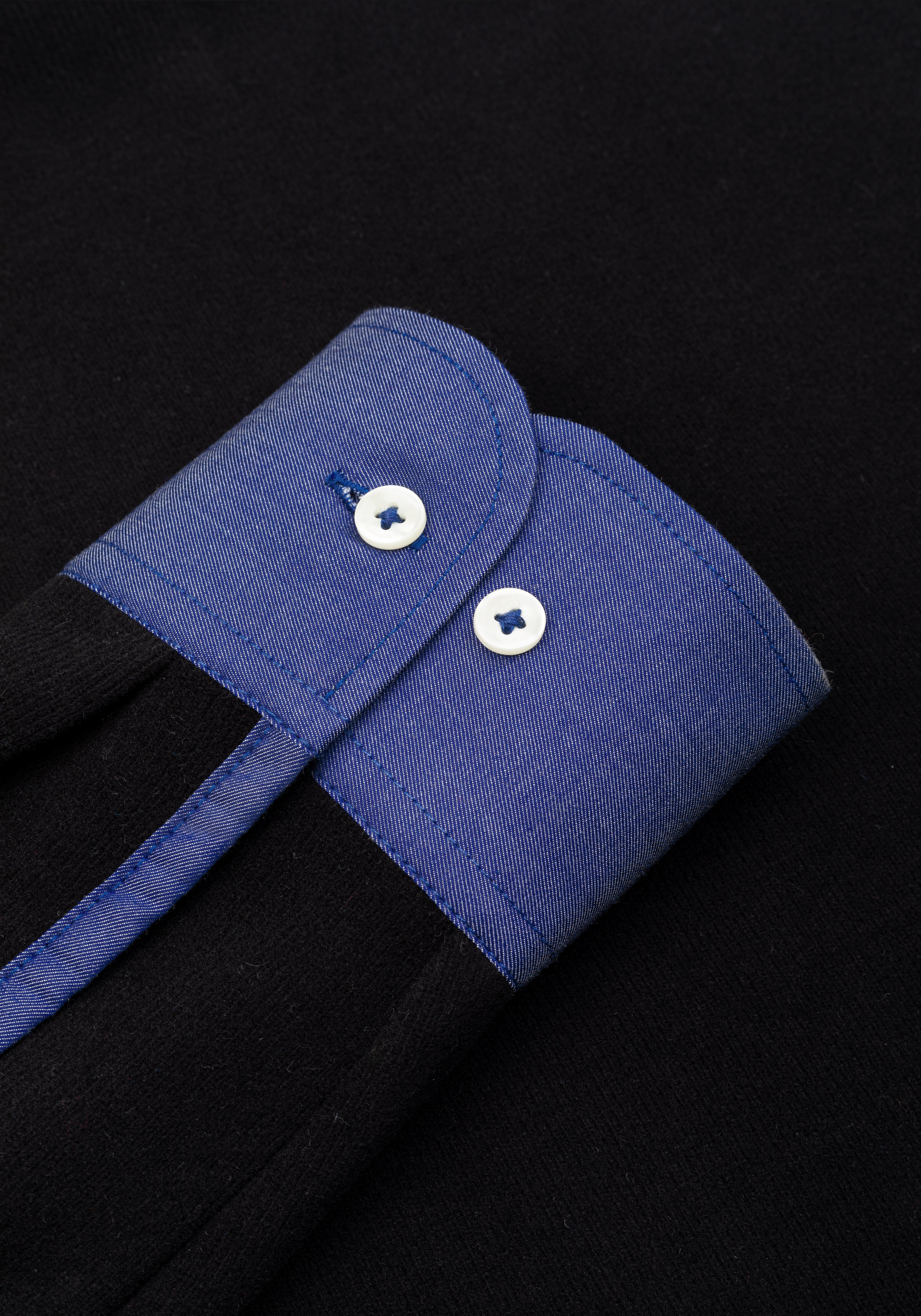 Pitch Black Cotton Polo Shirt - Long Sleeve