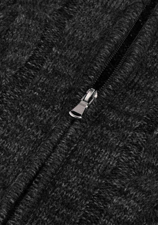 Carbon Black Braided Zipped Pullover