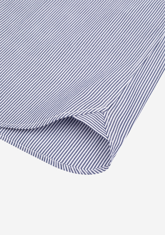 Crisp Navy Stripe Cotton Lycra Shirt