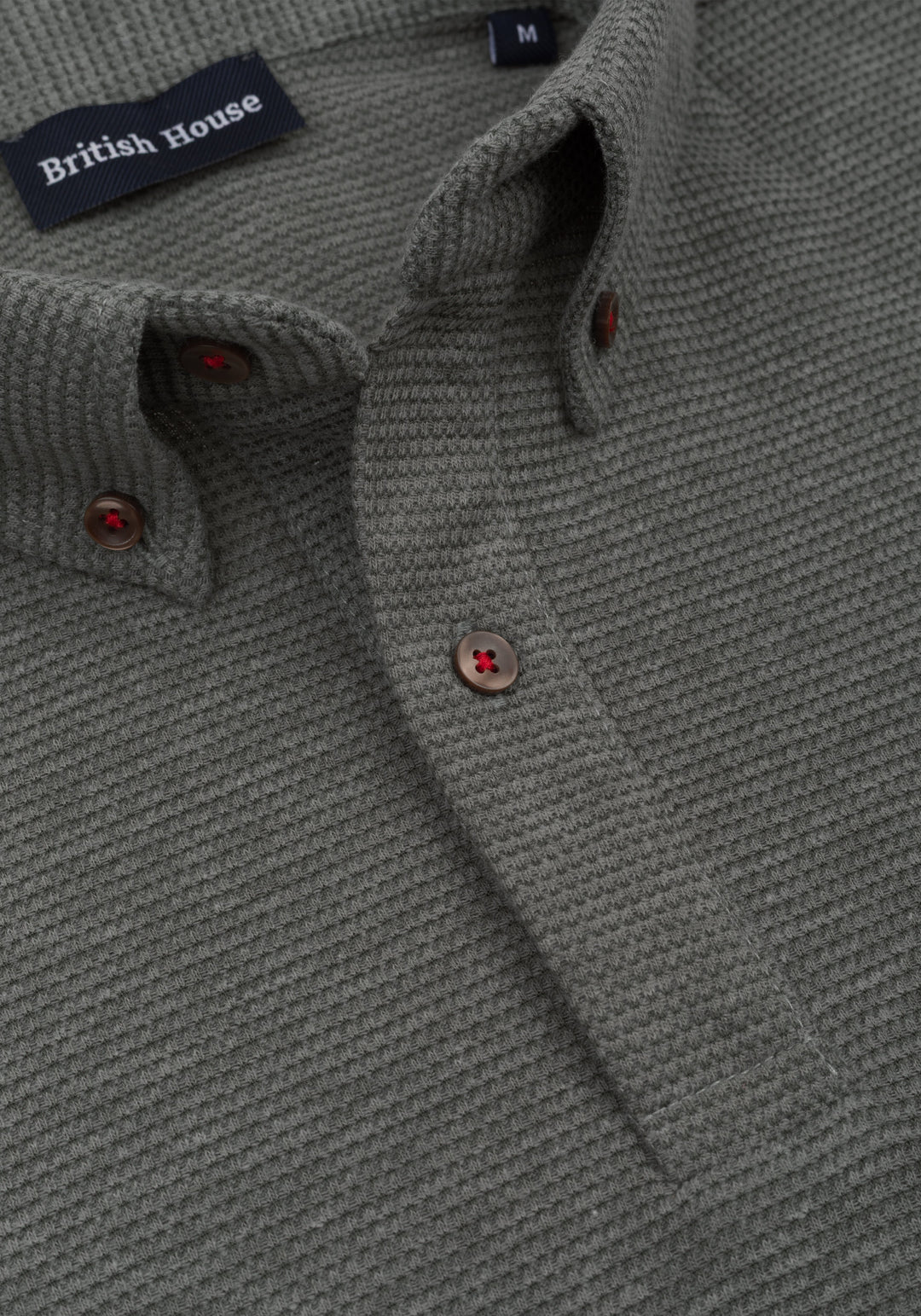 Muted Olive Waffle Polo Shirt