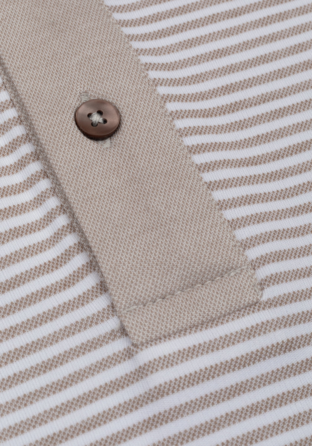 Dusty Beige Stripe Cotton Polo Shirt