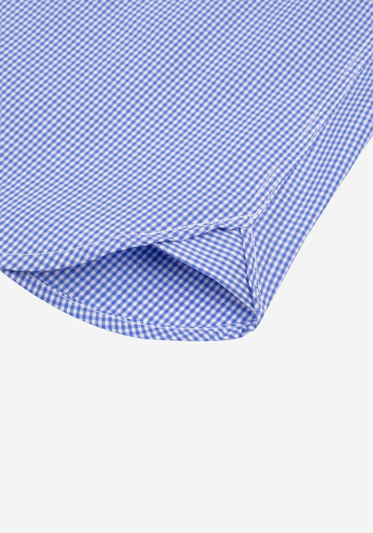 Majesty Blue Checked Cotton Lycra Shirt