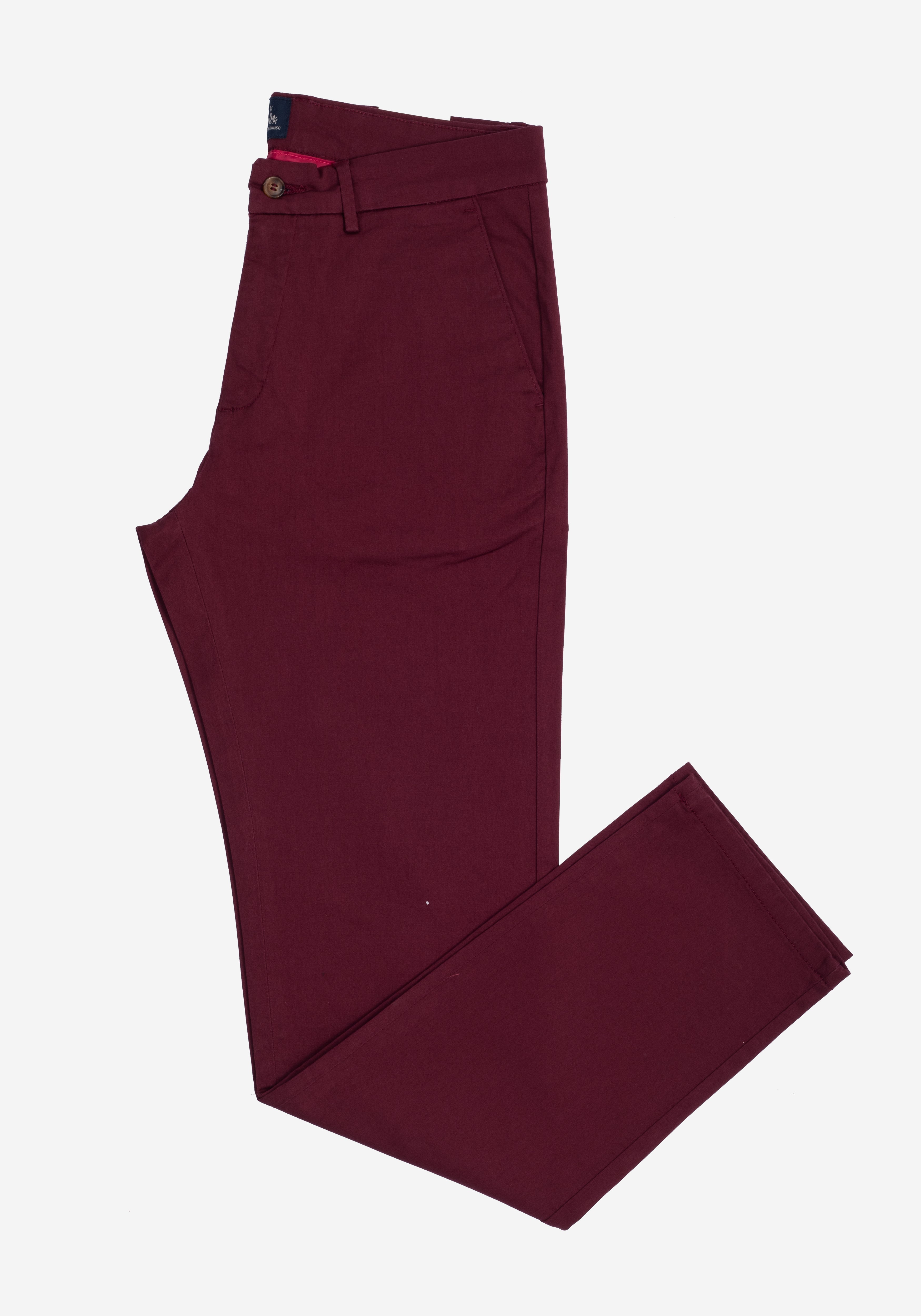 Contemporary Fit Vivid Burgundy Gabardine