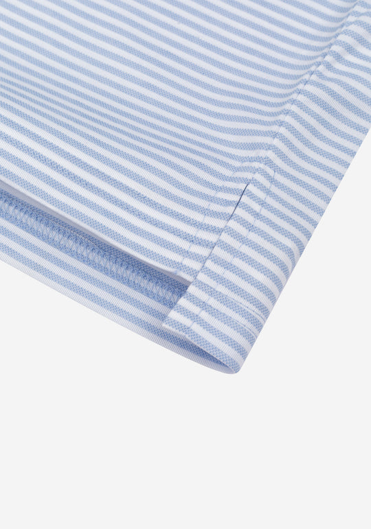 Powder Blue Stripe Cotton Polo Shirt