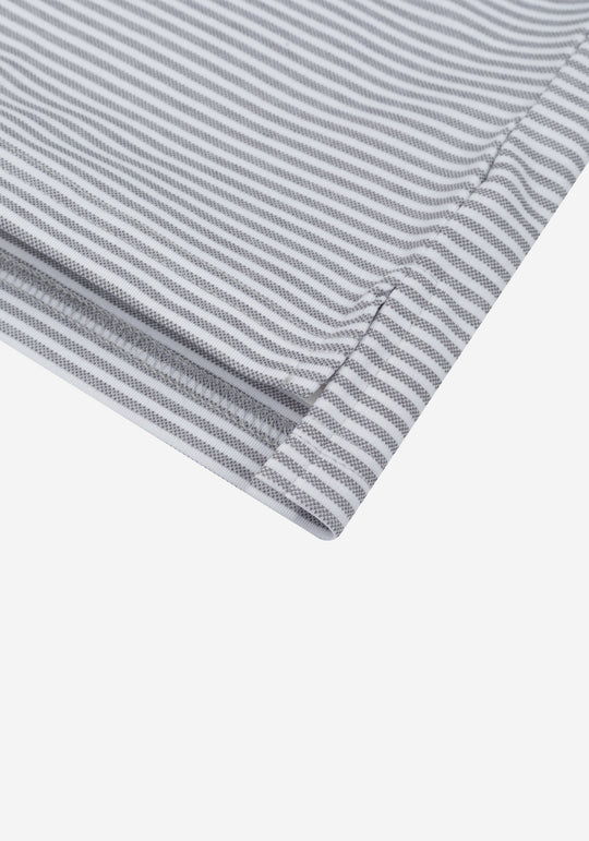 Moon Grey Stripe Cotton Polo Shirt