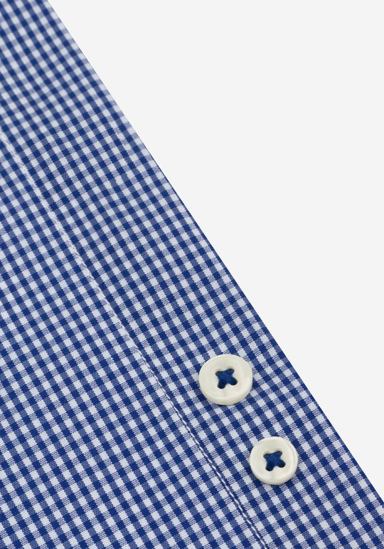Royal Blue Checked Cotton Lycra Shirt