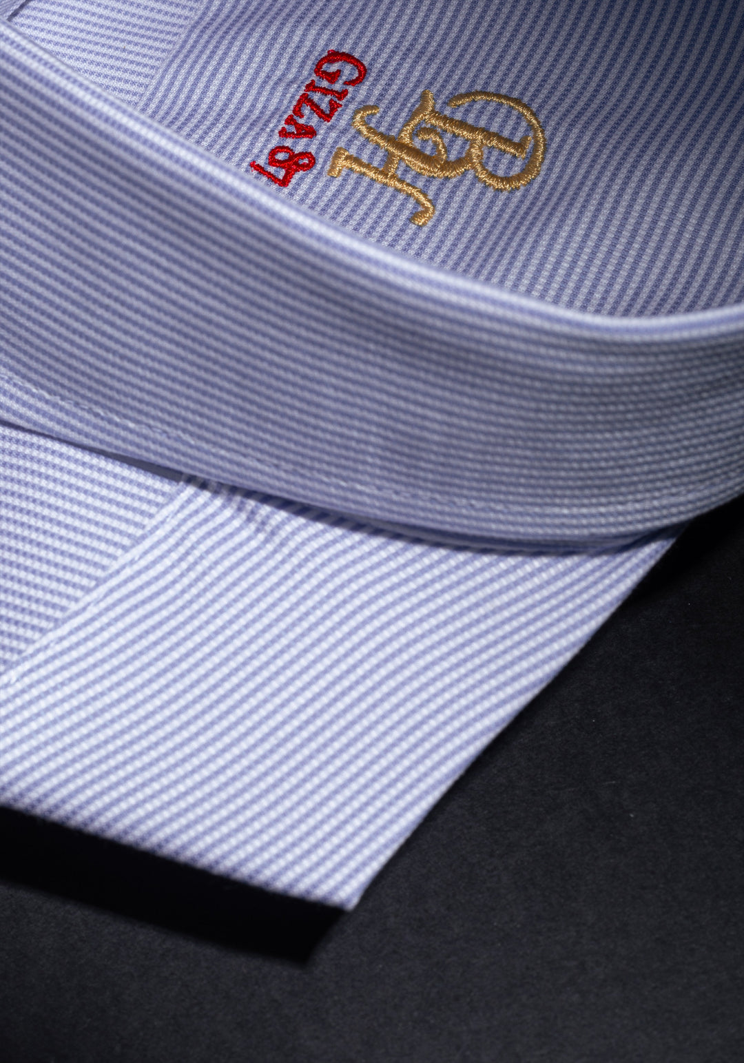 Giza 87 Cotton Airy Blue Stripe Basket Weave Shirt