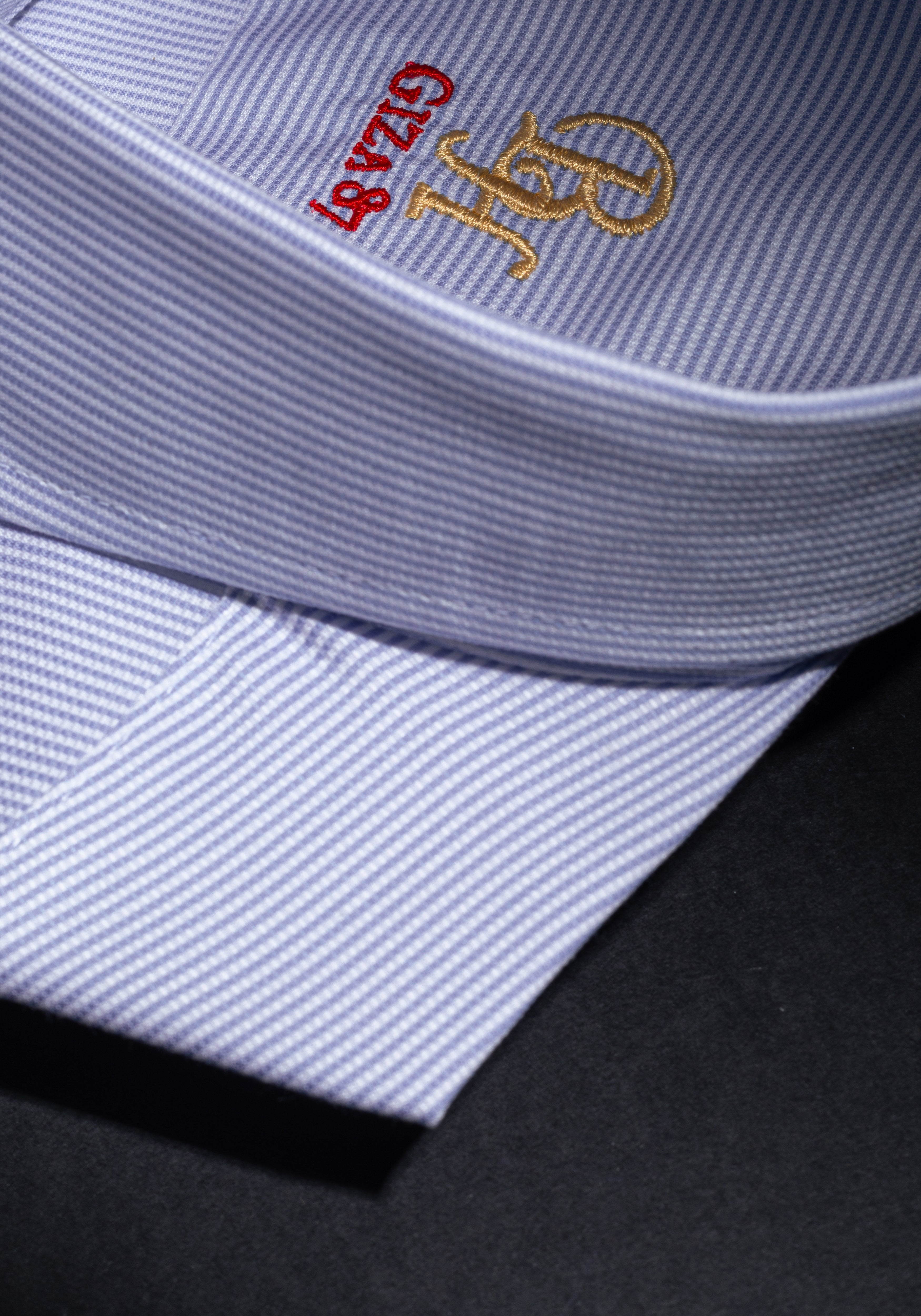 Giza 87 Cotton Airy Blue Stripe Basket Weave Shirt