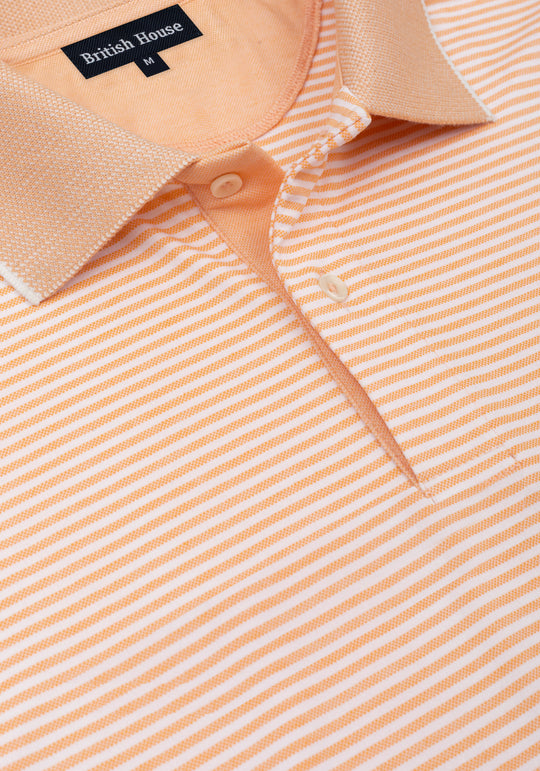 Mild Orange Stripe Cotton Polo Shirt