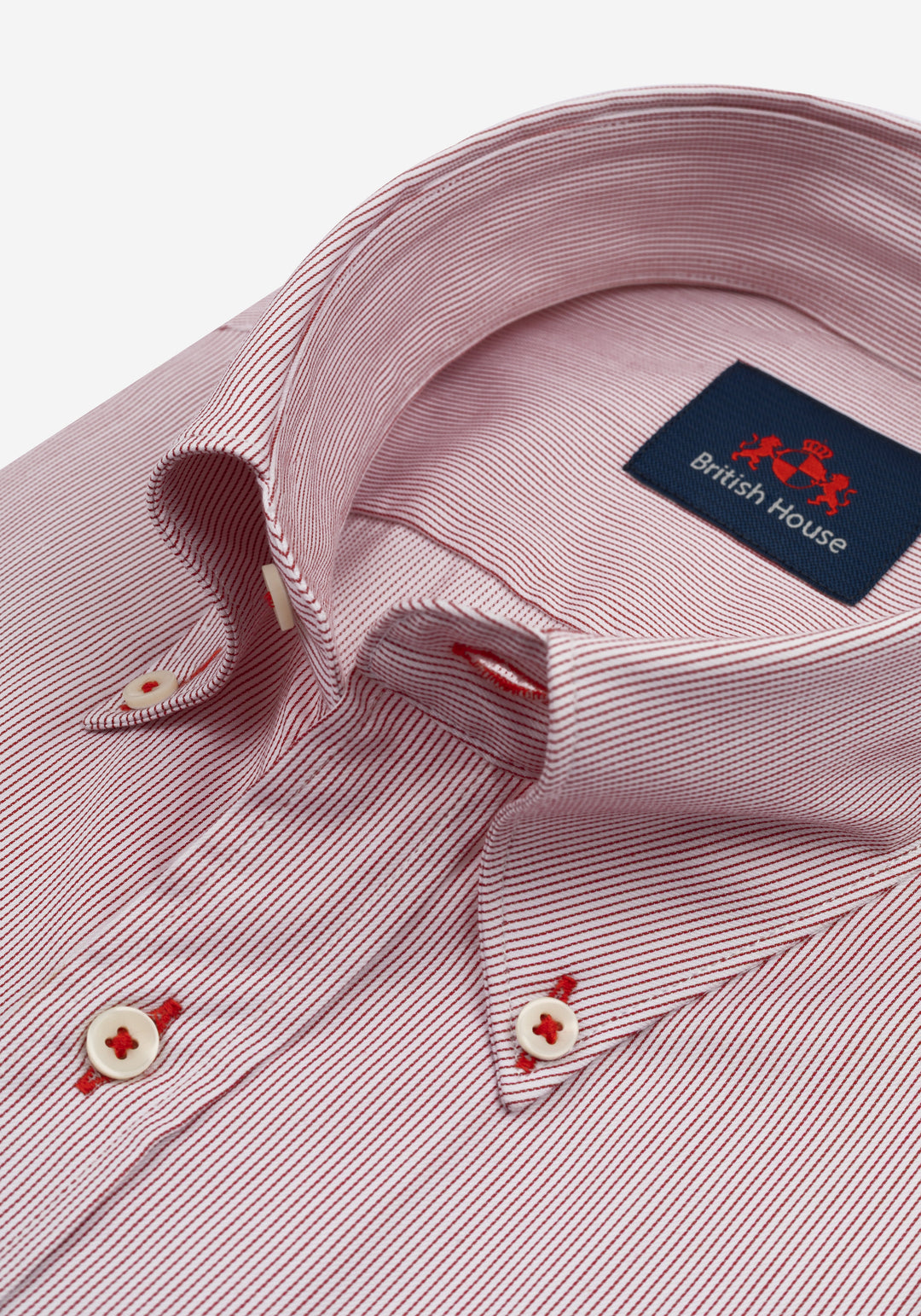 Crimson Red Stripe Signature Twill Shirt