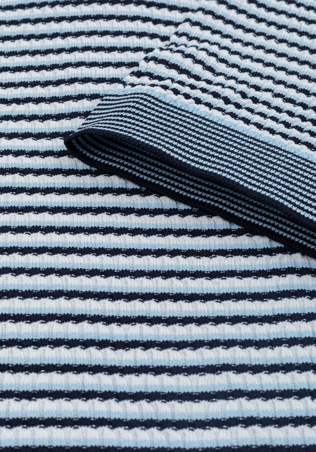 Coastal Blue Stripe Polyamide Knitted Polo Shirt
