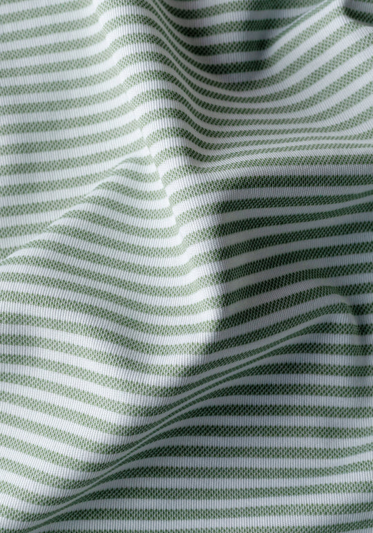 Sage Green Stripe Cotton Polo Shirt