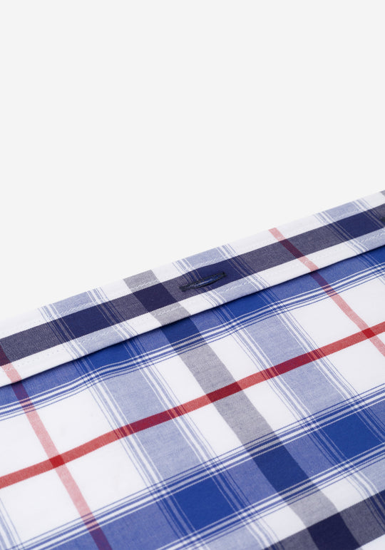 Steel Blue Checked Poplin Shirt
