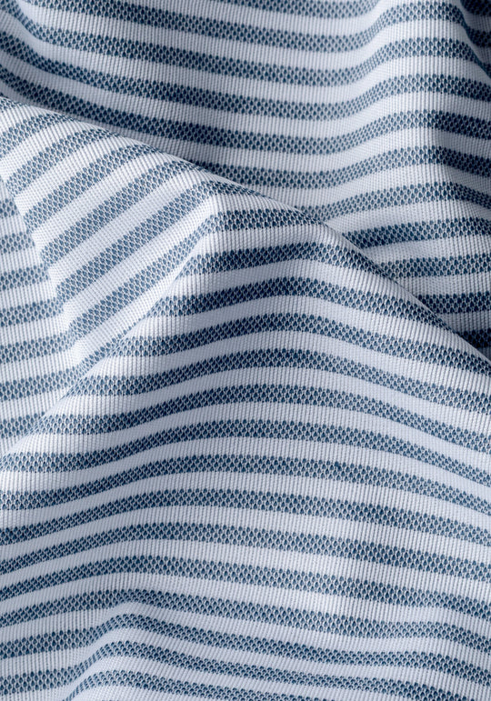 Iron Navy Stripe Cotton Polo Shirt