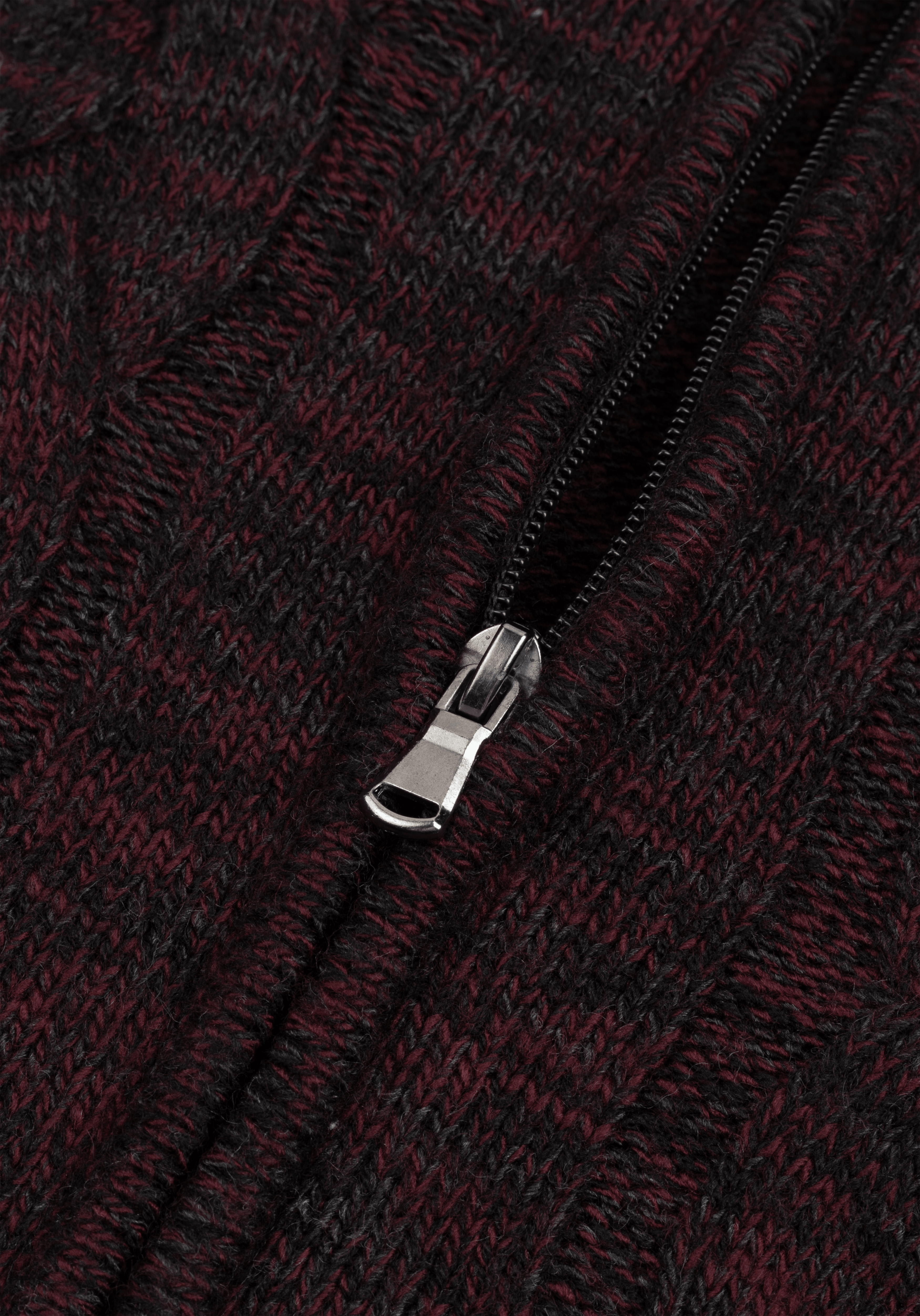 Rustic Burgundy Braided Zipped Pullover