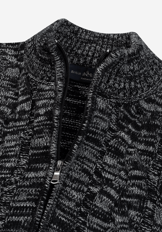 Lunar Grey Braided Zipped Pullover