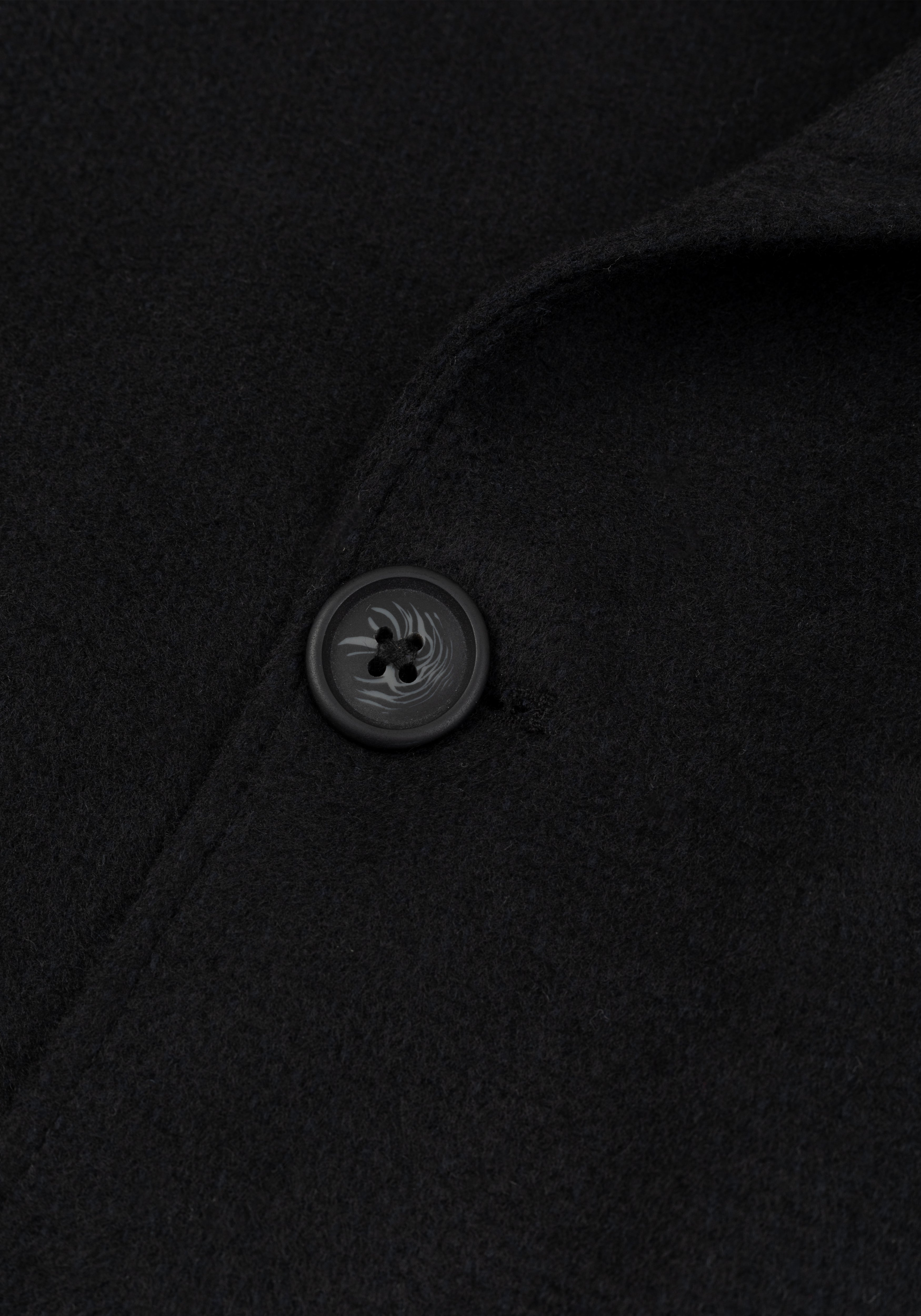 Shadow Black Double-Breasted Poly Coat