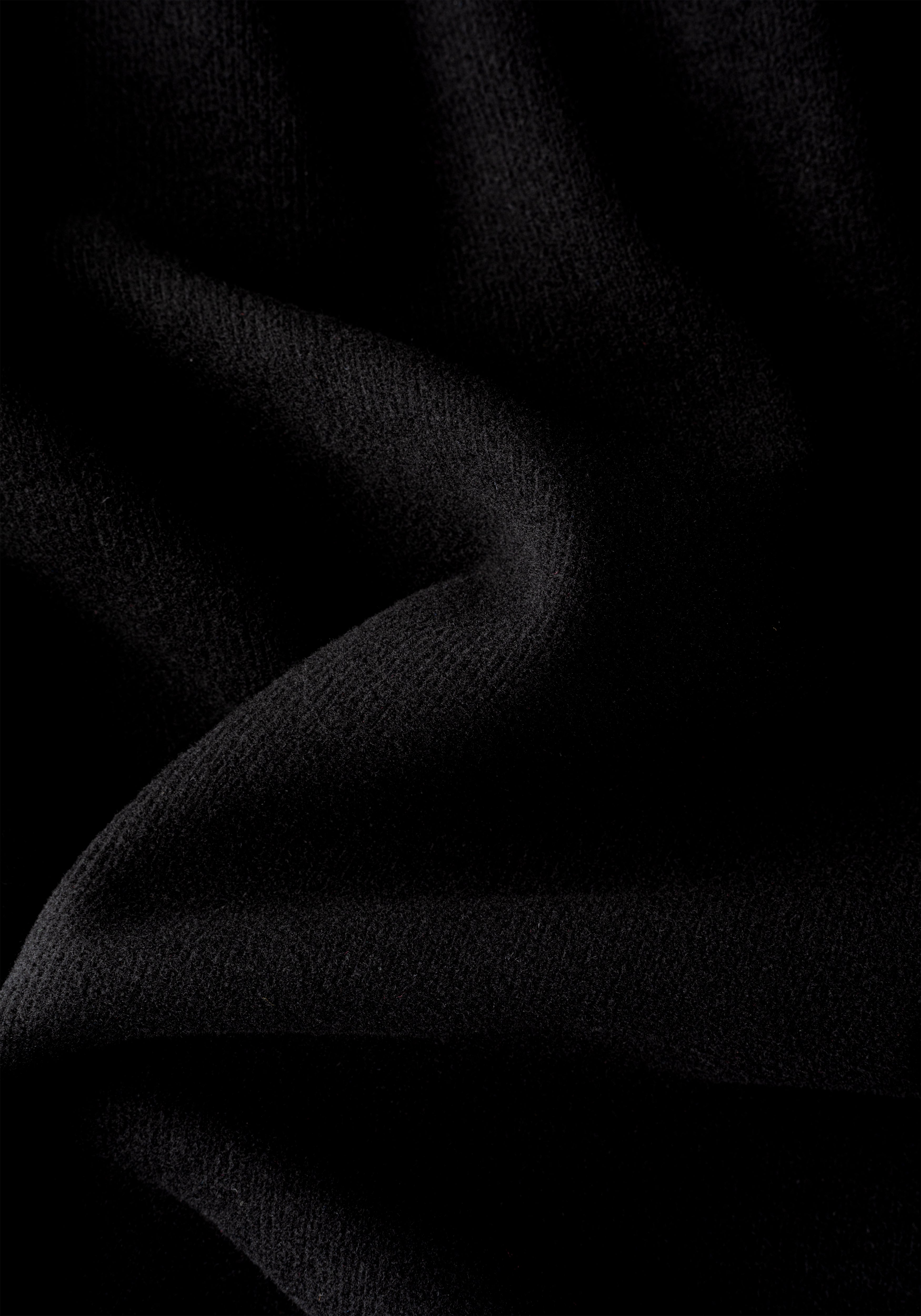Pitch Black Cotton Polo Shirt - Long Sleeve