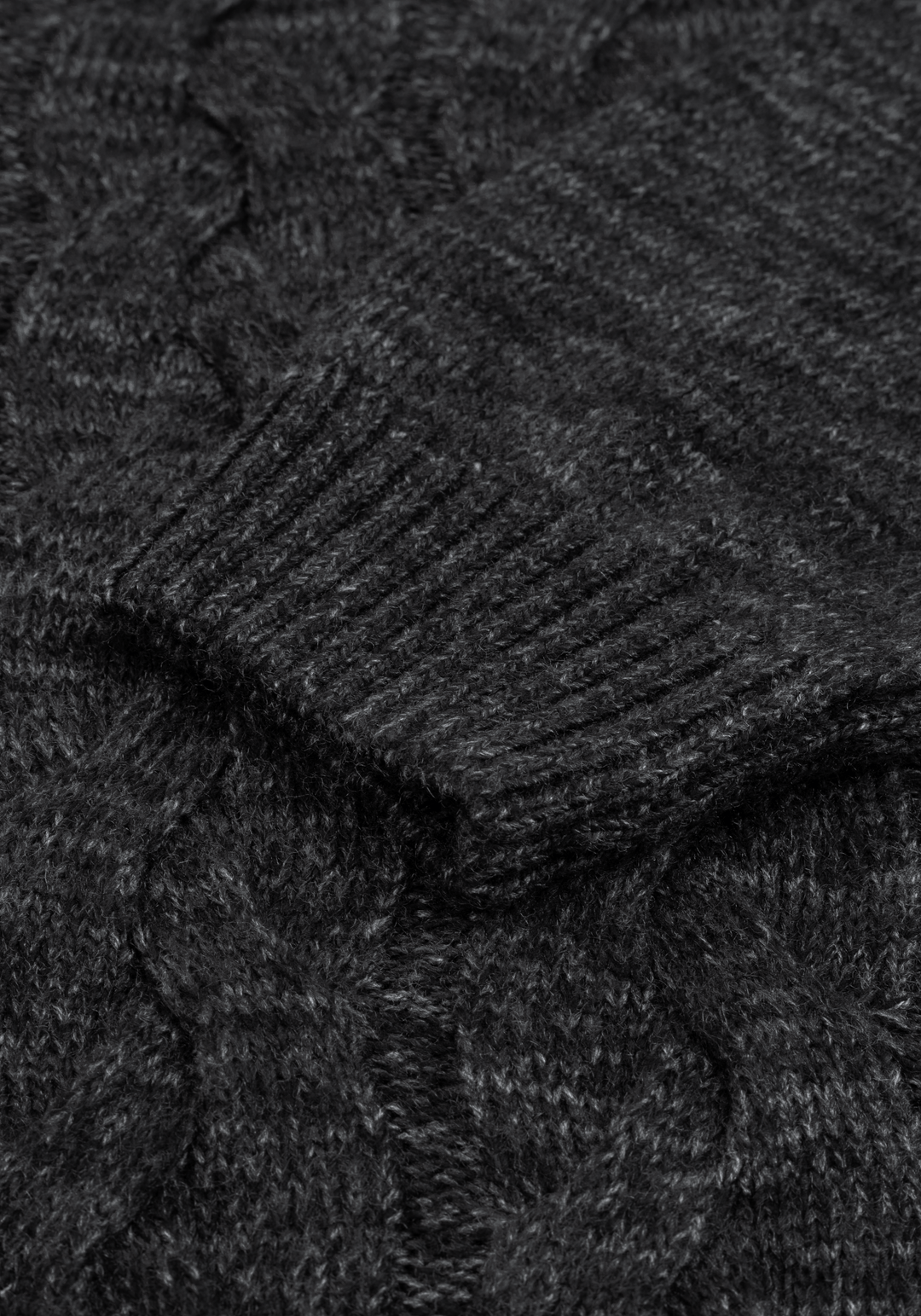 Carbon Black Braided Zipped Pullover