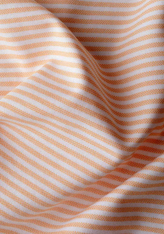 Peach Orange Stripe Cotton Polo Shirt