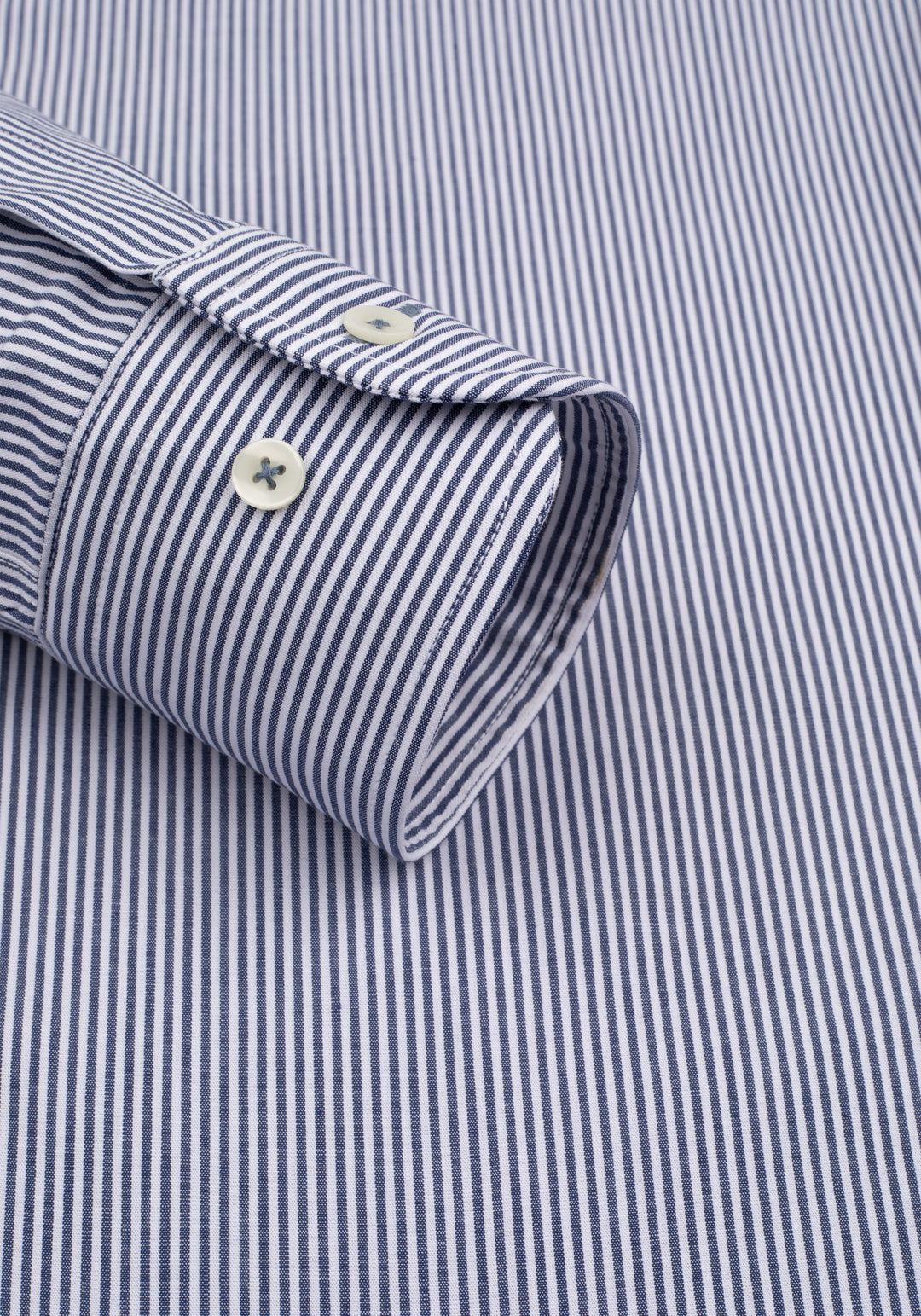 Crisp Navy Stripe Cotton Lycra Shirt