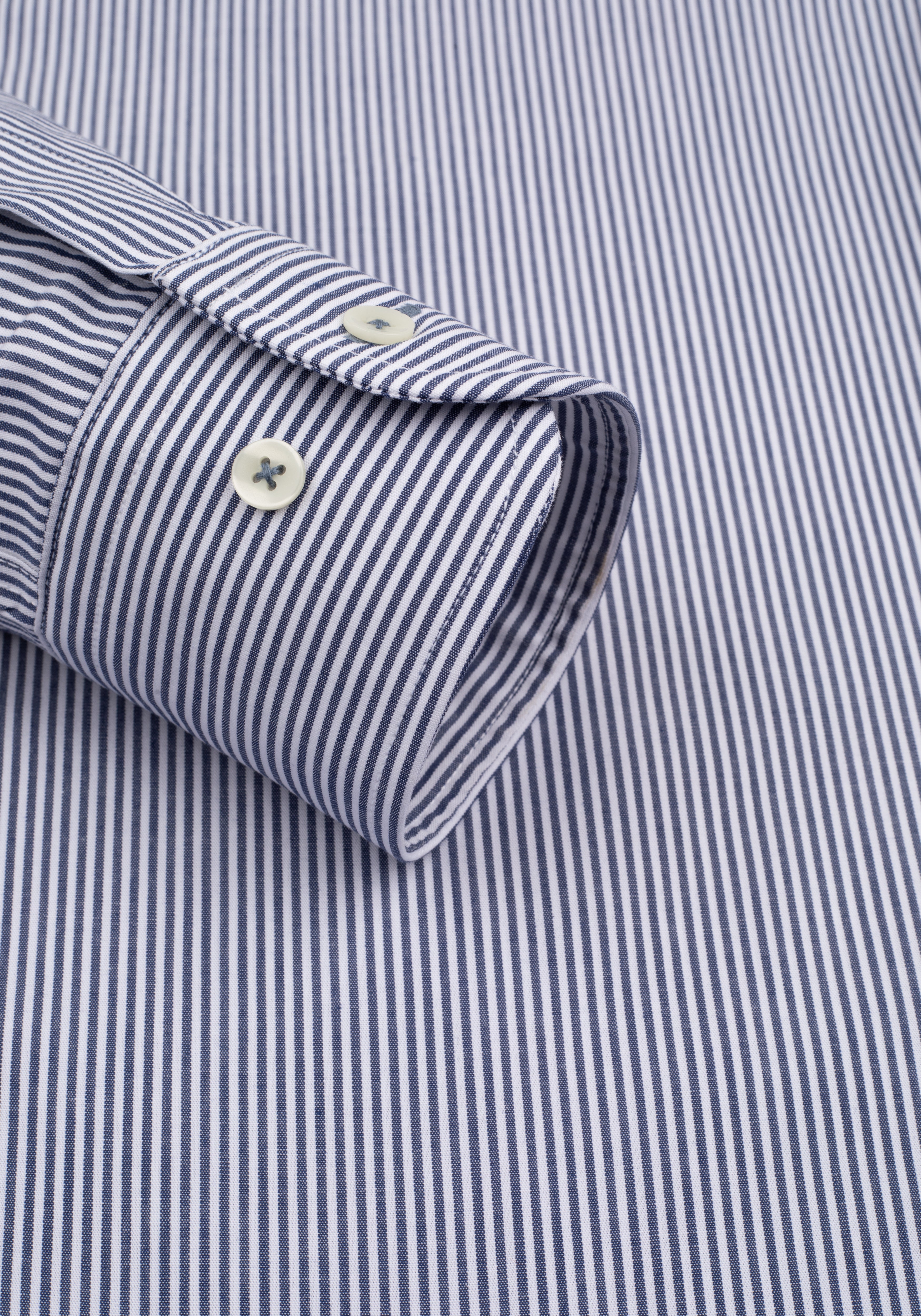 Crisp Navy Stripe Cotton Lycra Shirt