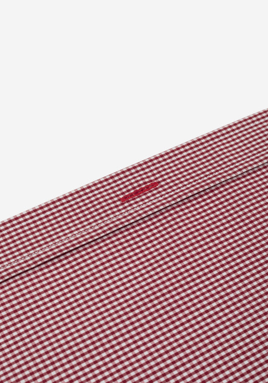 Dark Red Checked Cotton Lycra Shirt