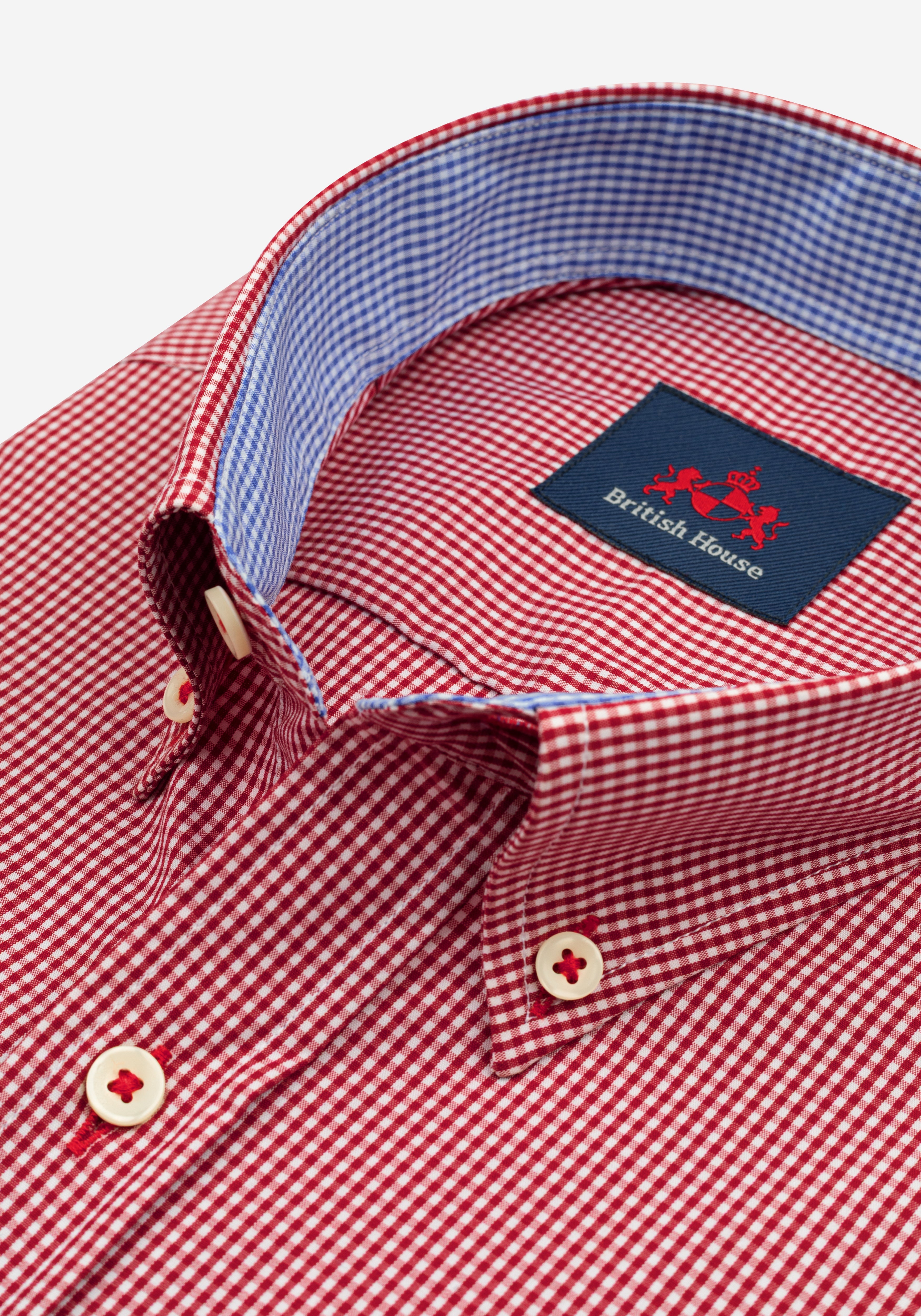 Bright Red Checked Cotton Lycra Shirt