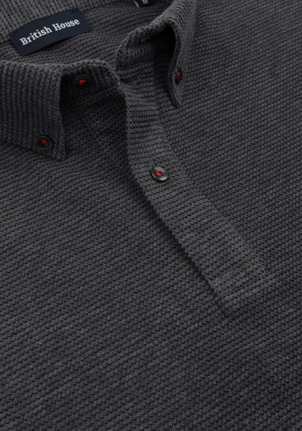 Charcoal Grey Waffle Polo Shirt