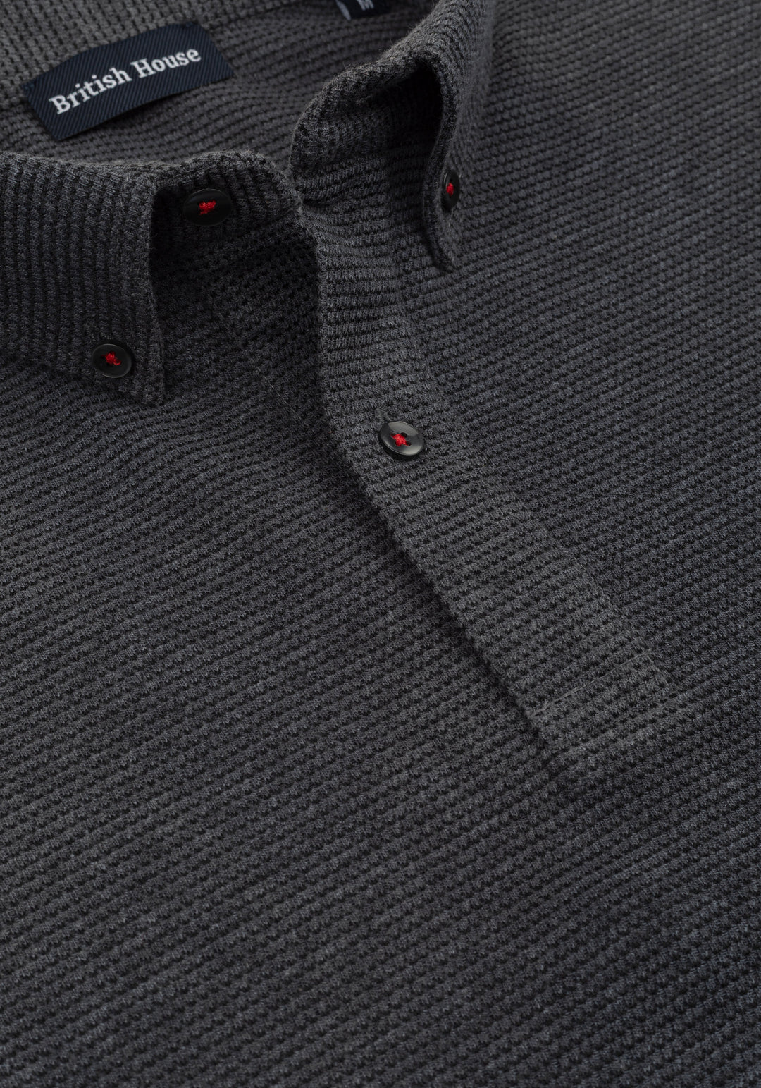 Charcoal Grey Waffle Polo Shirt