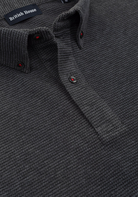 Charcoal Grey Waffle Polo Shirt