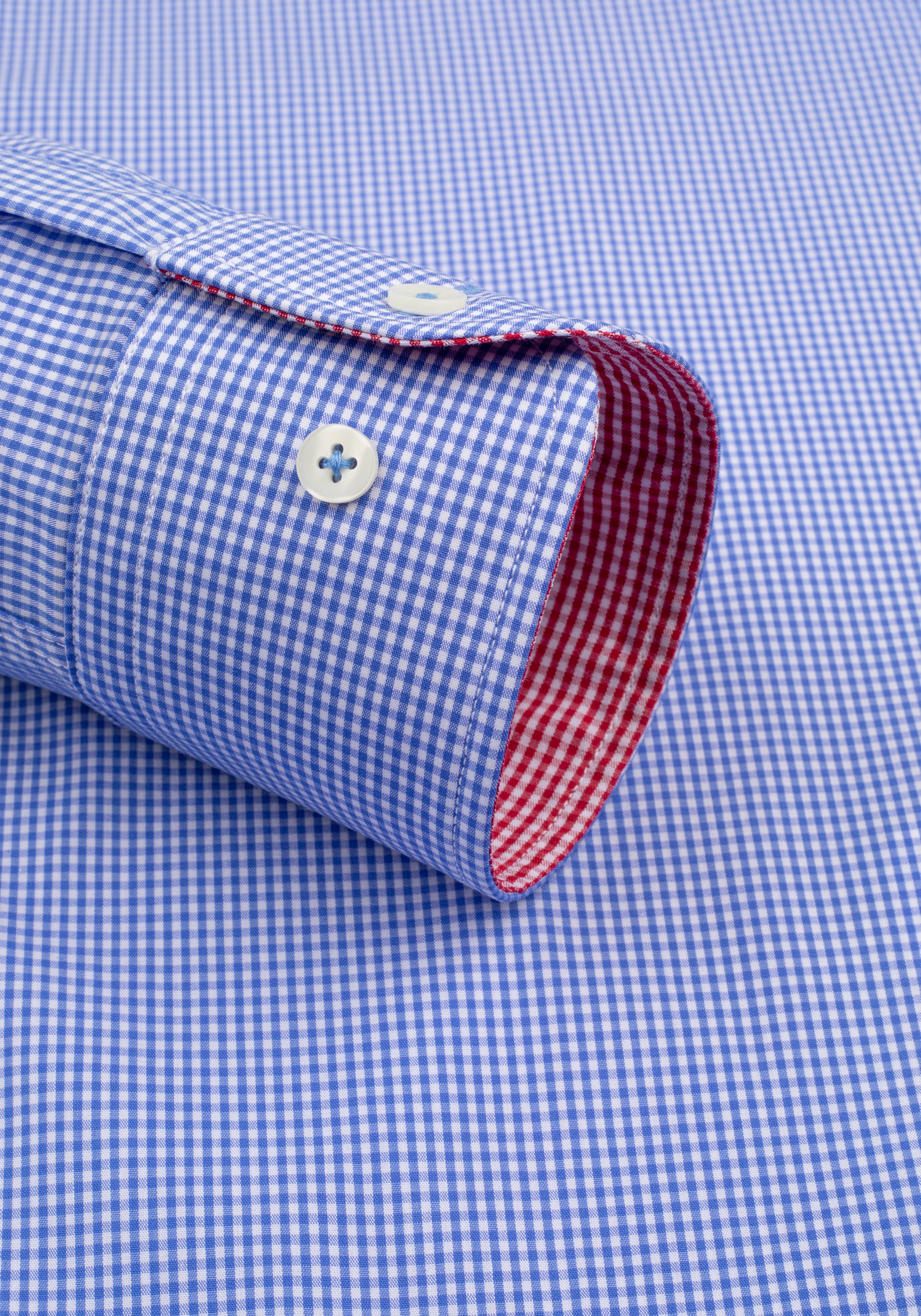 Majesty Blue Checked Cotton Lycra Shirt