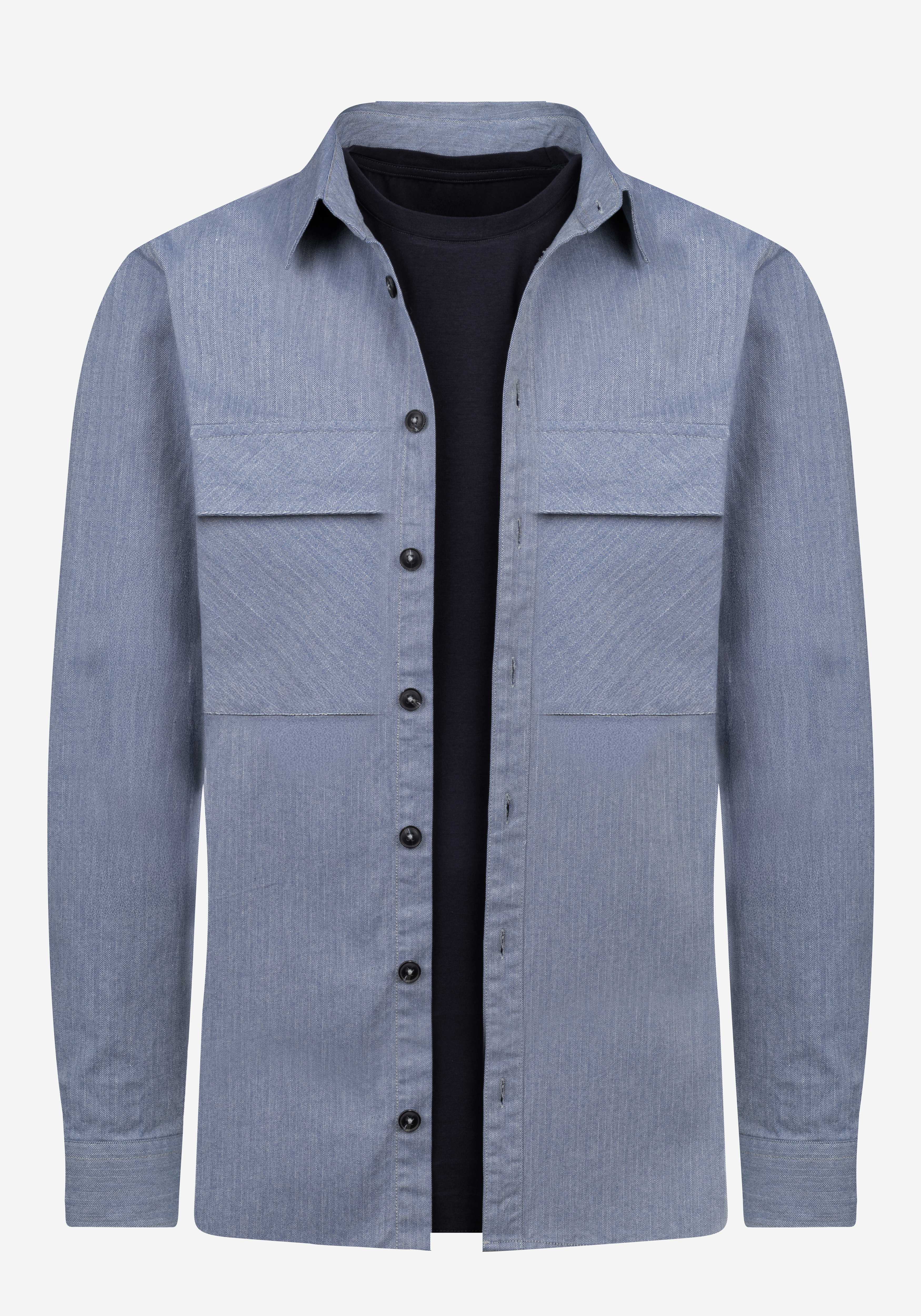 Steel Blue Cotton Overshirt