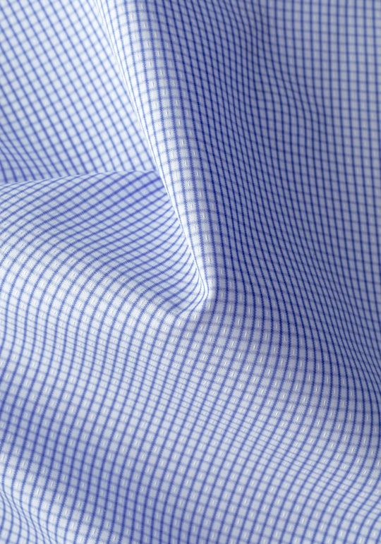 Blossom Blue Checked Basket Weave Shirt