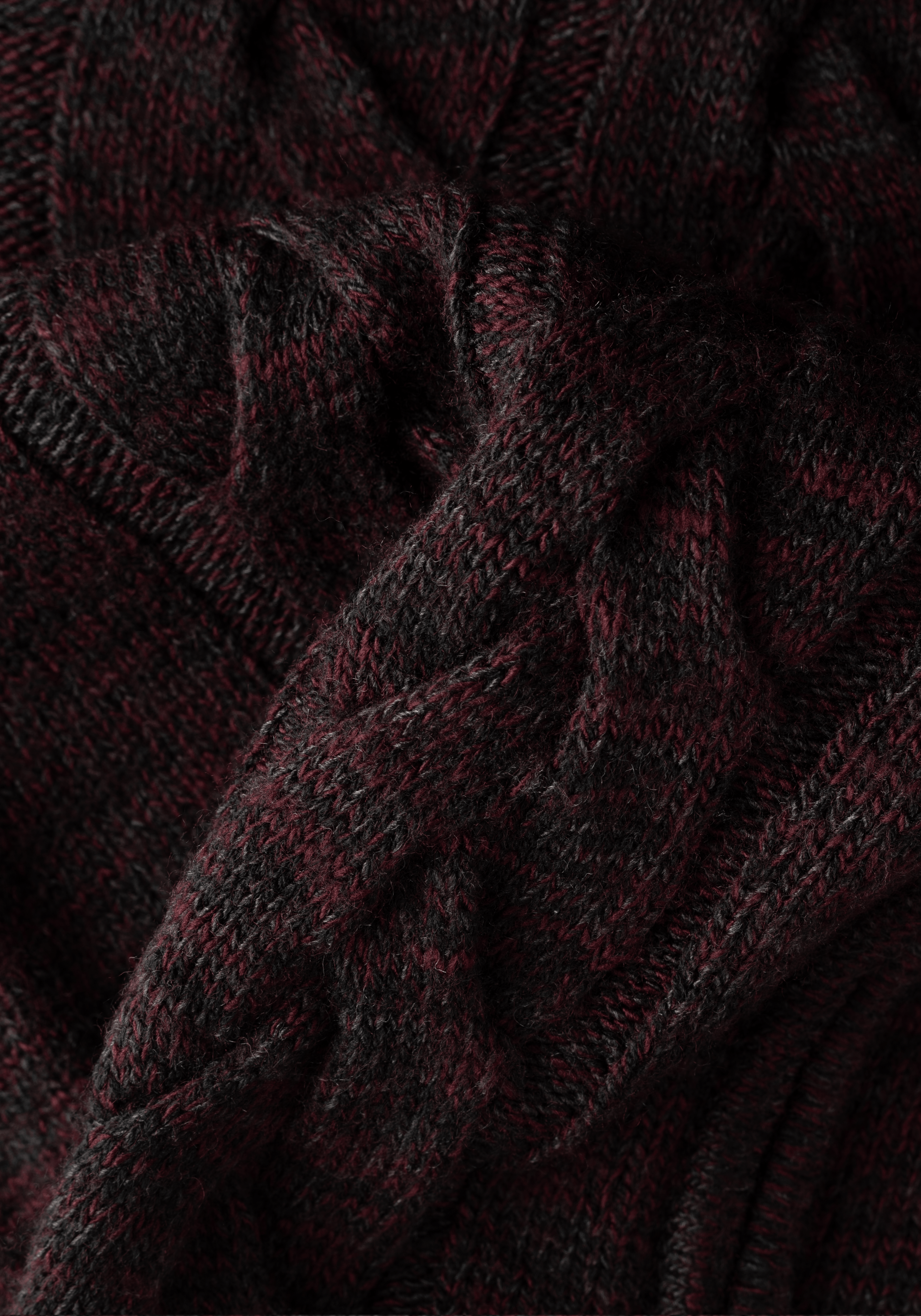 Rustic Burgundy Braided Zipped Pullover