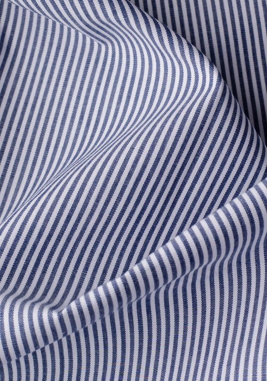 Crisp Navy Stripe Cotton Lycra Shirt