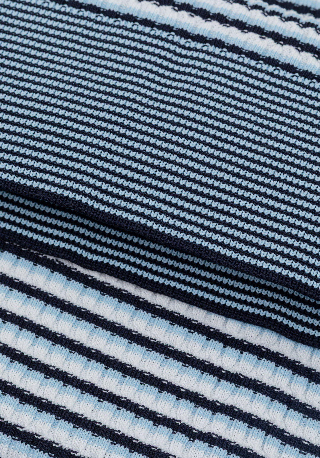 Coastal Blue Stripe Polyamide Knitted Polo Shirt