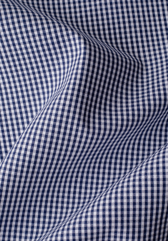Midnight Navy Checked Cotton Lycra Shirt