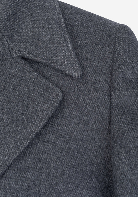 Ice Grey Double-Breasted Poly Coat