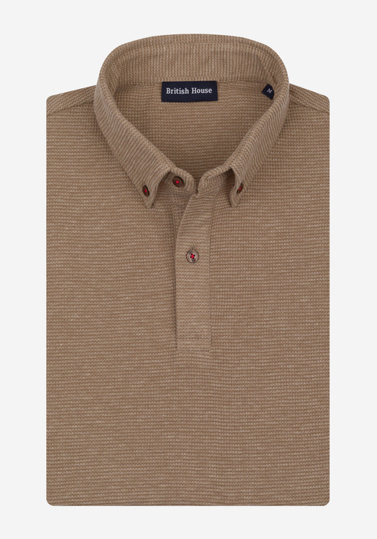 Desert Beige Waffle Polo Shirt